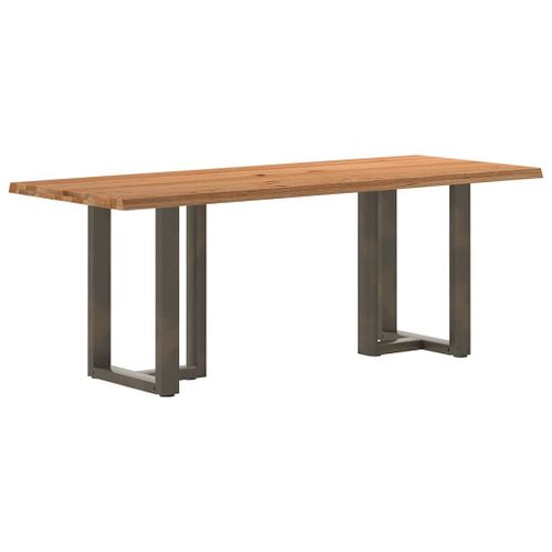 Vidaxl Table À Manger Et Bord Naturel Bois Massif Chêne Rectangulaire