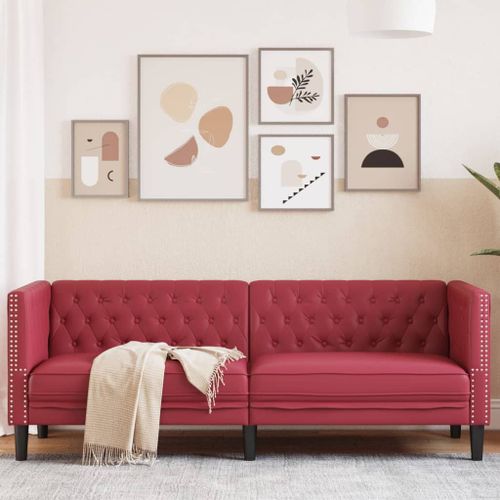 Vidaxl Canapé À 3 Places Chesterfield Rouge Bordeaux Similicuir