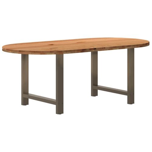 Vidaxl Table À Manger Marron Clair Bois De Chêne Massif Ovale