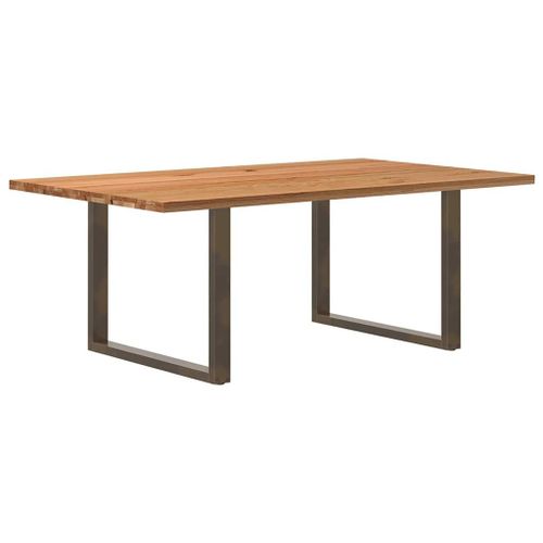 Vidaxl Table À Manger Marron Clair Bois De Chêne Massif Rectangulaire