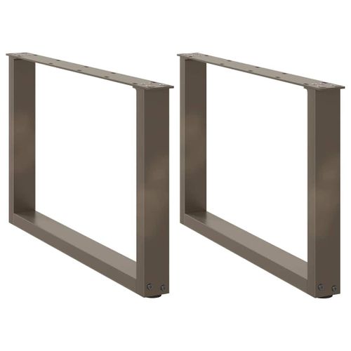 Vidaxl Pieds De Table Basse Forme De U 2pcs Acier Naturel 70x(42-43)Cm