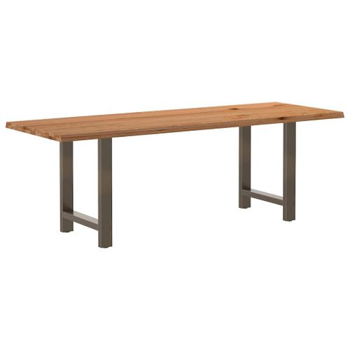 Vidaxl Table À Manger Et Bord Naturel Bois Massif Chêne Rectangulaire