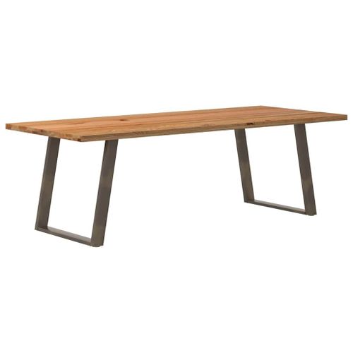 Vidaxl Table À Manger Marron Clair Bois De Chêne Massif Rectangulaire