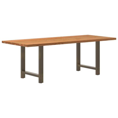 Vidaxl Table À Manger Marron Clair Bois De Chêne Massif Rectangulaire