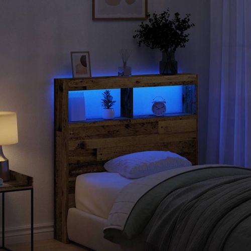 Vidaxl Armoire Tête De Lit Avec Led Vieux Bois 100x17x102 Cm