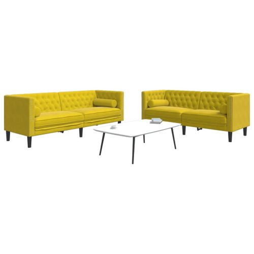 Vidaxl Ensemble De Canapé Chesterfield Et Traversins 2 Pcs Velours