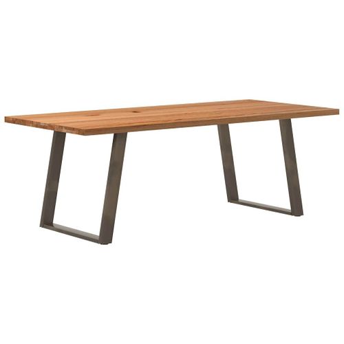 Vidaxl Table À Manger Marron Clair Bois De Chêne Massif Rectangulaire
