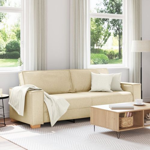 Fauteuil Sofa Vidaxl Gris Clair 59 Cm Tissu Crème Tissu, Bois, Mousse