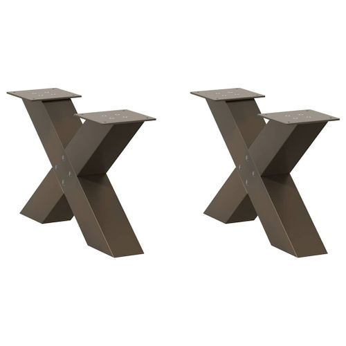 Vidaxl Pieds De Table Basse Forme De X 2pcs Acier Naturel 50x(30-31)Cm