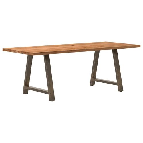 Vidaxl Table À Manger Marron Clair Bois De Chêne Massif Rectangulaire