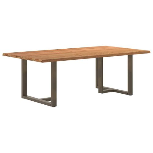 Vidaxl Table À Manger Et Bord Naturel Bois Massif Chêne Rectangulaire