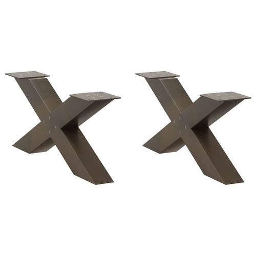 Vidaxl Pieds De Table Basse Forme De X 2pcs Acier Naturel 70x(30-31)Cm