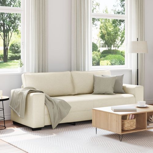 Vidaxl Beige Tissu Canapé 3 Places Accueille Plein De Monde