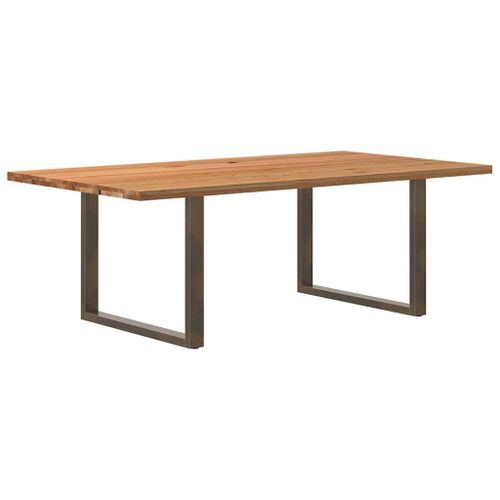 Vidaxl Table À Manger Marron Clair Bois De Chêne Massif Rectangulaire