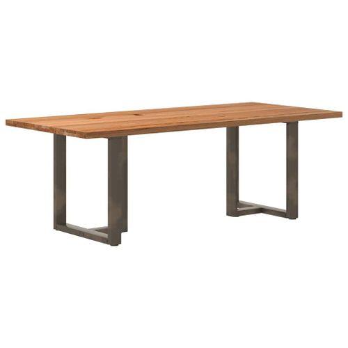 Vidaxl Table À Manger Marron Clair Bois De Chêne Massif Rectangulaire