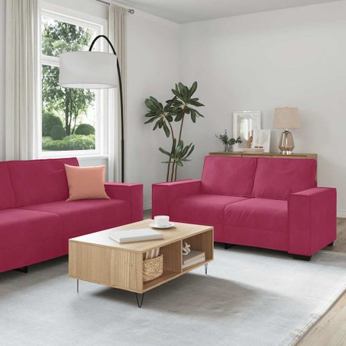 Vidaxl Ensemble De Canapés 3 Pcs Avec Coussins Rouge Bordeaux Velours