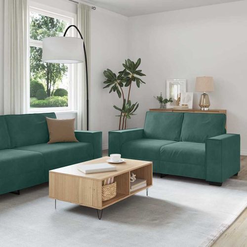 Vidaxl Ensemble De Canapés 3 Pcs Avec Coussins Vert Foncé Velours