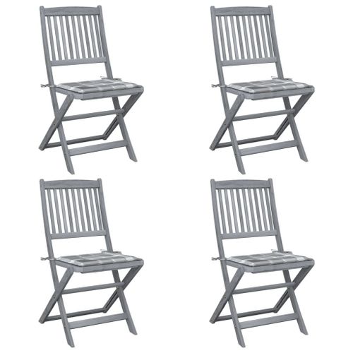 Vidaxl Chaises Pliables D'extérieur 4 Pcs Avec Coussins Bois D'acacia