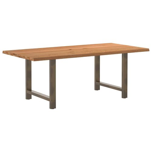 Vidaxl Table À Manger Marron Clair Bois De Chêne Massif Rectangulaire