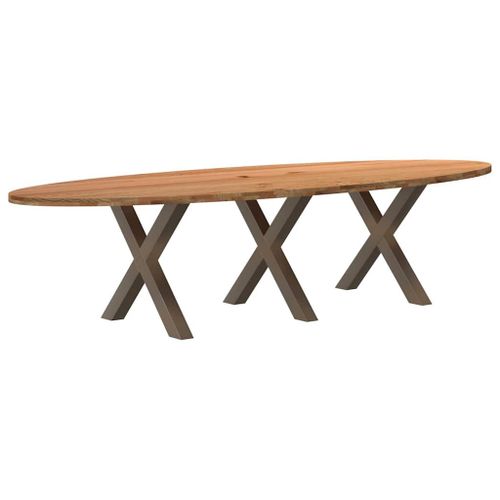 Vidaxl Table À Manger Marron Clair Bois De Chêne Massif Ovale