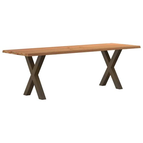 Vidaxl Table À Manger Et Bord Naturel Bois Massif Chêne Rectangulaire