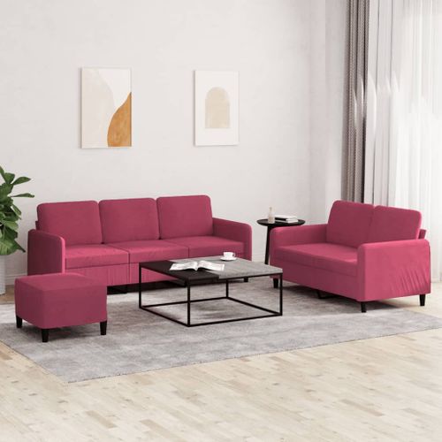 Vidaxl Ensemble De Canapés 3 Pcs Rouge Bordeaux Velours