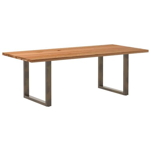 Vidaxl Table À Manger Marron Clair Bois De Chêne Massif Rectangulaire