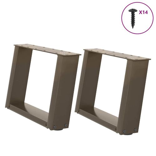 Vidaxl Pieds De Table Basse Forme De U 2pcs Acier Naturel 50x(30-31)Cm