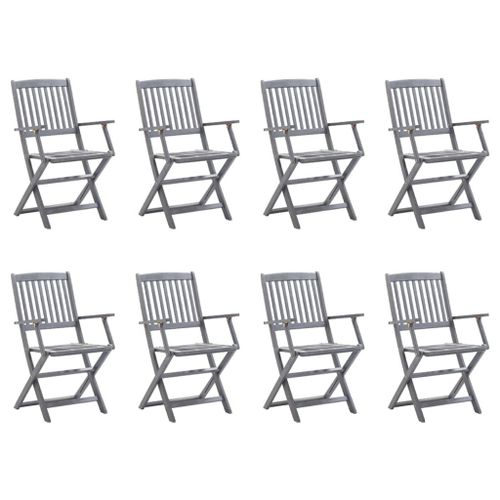 Vidaxl Chaises Pliables D'extérieur 8 Pcs Avec Coussins Bois D'acacia