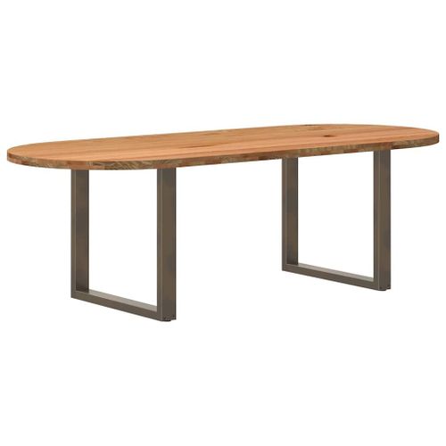 Vidaxl Table À Manger Marron Clair Bois De Chêne Massif Ovale