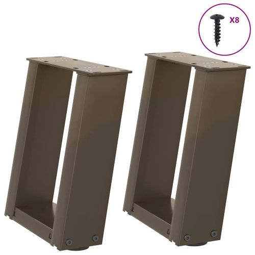 Vidaxl Pieds De Table Basse Forme De U 2pcs Acier Naturel 30x(30-31)Cm