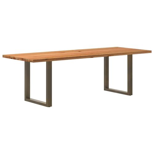 Vidaxl Table À Manger Marron Clair Bois De Chêne Massif Rectangulaire