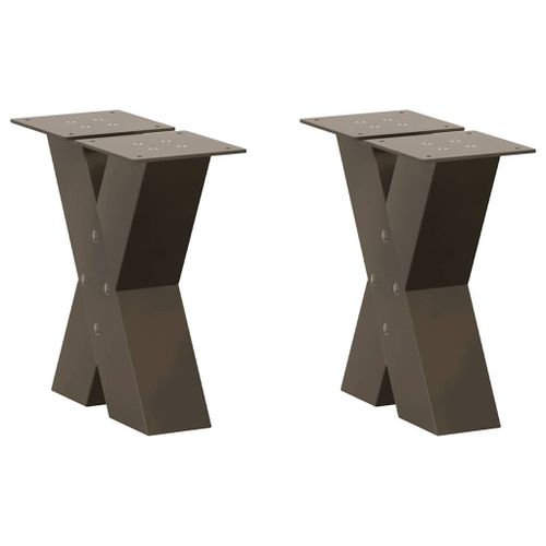 Vidaxl Pieds De Table Basse Forme De X 2pcs Acier Naturel 30x(30-31)Cm