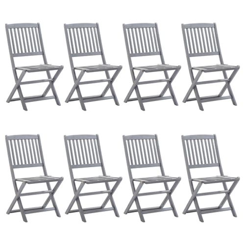 Vidaxl Chaises Pliables D'extérieur 8 Pcs Avec Coussins Bois D'acacia