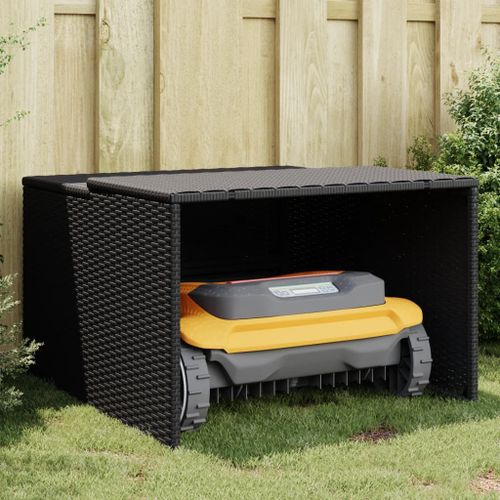 vidaXL Garage pour robot tondeuse noir 86x90x52/57 cm résine tressée