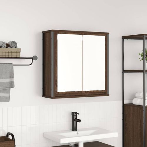 Vidaxl Armoire Murale De Salle De Bain Miroir Chêne Marron 60x21x60 Cm