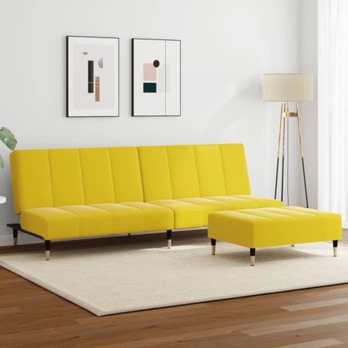 Vidaxl Canapé-Lit À 2 Places Avec Repose-Pied Jaune Velours