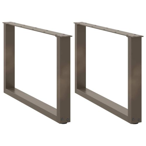 Vidaxl Pieds De Table Basse Forme De U 2pcs Acier Naturel 60x(42-43)Cm