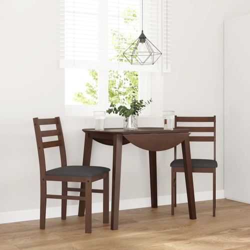 Vidaxl Chaises À Manger Coussins 2 Pcs Marron Bois Massif Caoutchouc