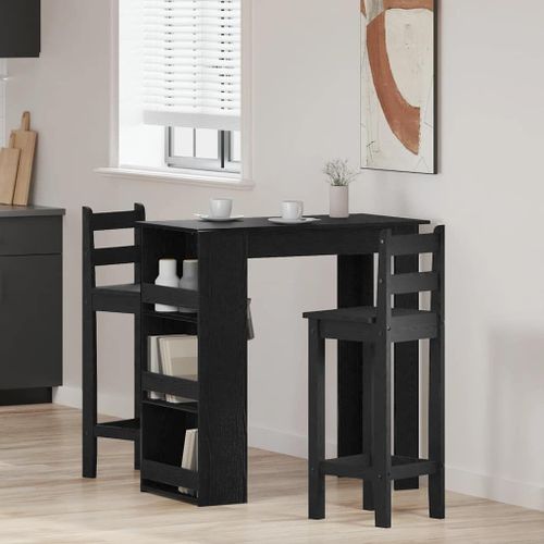 Vidaxl Table De Bar Avec Étagère De Rangement Chêne Noir