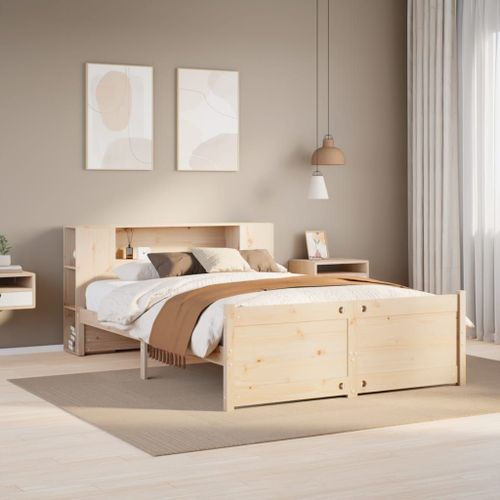 Vidaxl Lit Bibliothèque Sans Matelas 160x200 Cm Bois Massif De Pin
