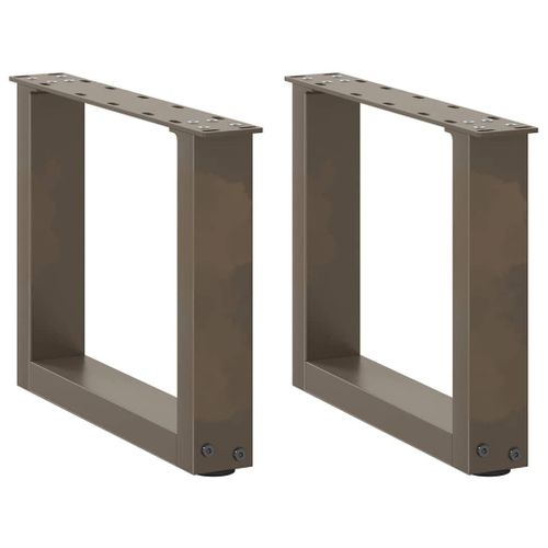 Vidaxl Pieds De Table Basse Forme De U 2pcs Acier Naturel 40x(30-31)Cm