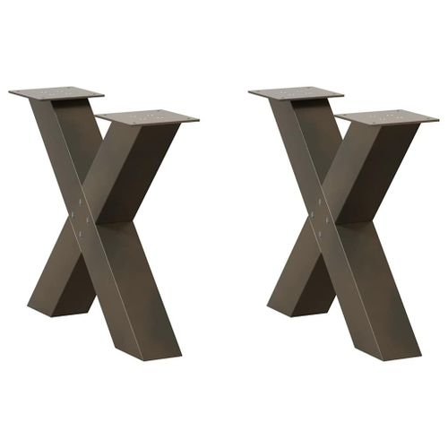 Vidaxl Pieds De Table Basse Forme De X 2pcs Acier Naturel 50x(42-43)Cm
