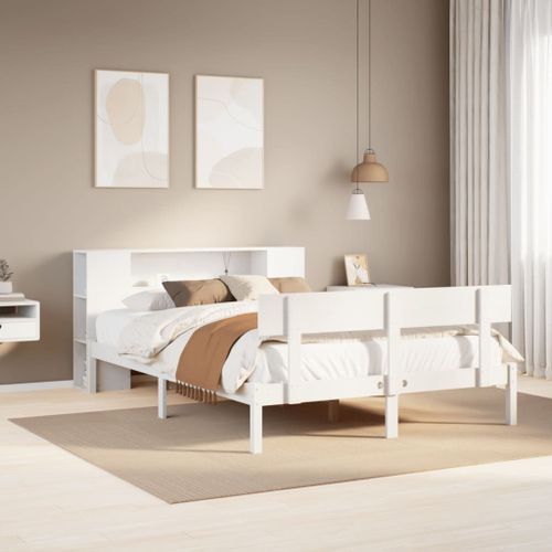 Vidaxl Lit Bibliothèque Sans Matelas Blanc 120x200 Cm Bois Pin Massif