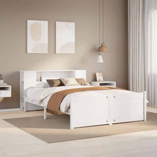 Vidaxl Lit Bibliothèque Sans Matelas Blanc 120x200 Cm Bois Pin Massif