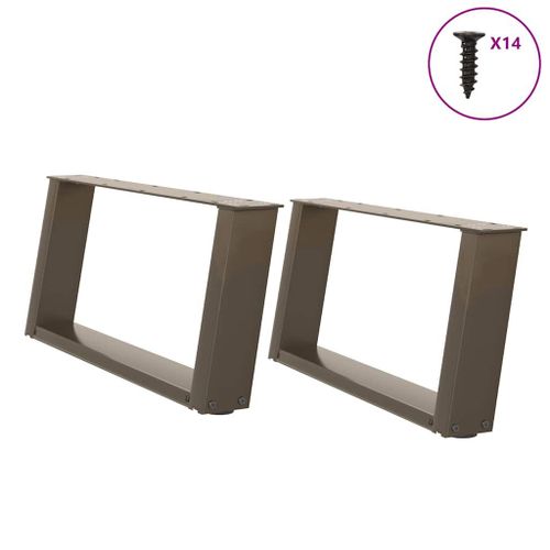 Vidaxl Pieds De Table Basse Forme De U 2pcs Acier Naturel 60x(30-31)Cm