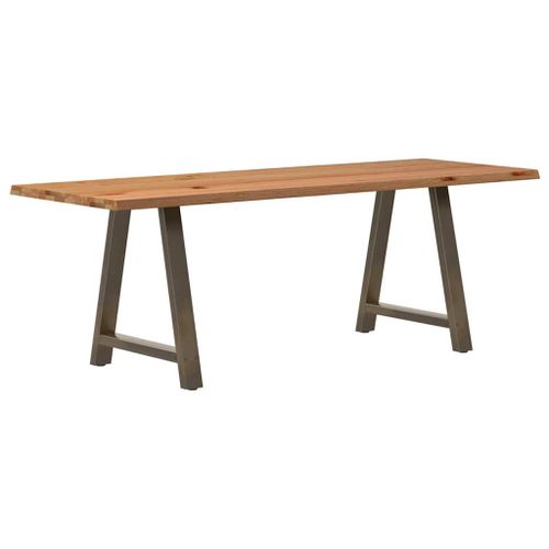 Vidaxl Table À Manger Et Bord Naturel Bois Massif Chêne Rectangulaire