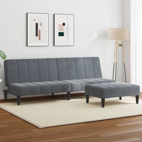 Vidaxl Canapé-Lit À 2 Places Avec Repose-Pied Gris Foncé Velours