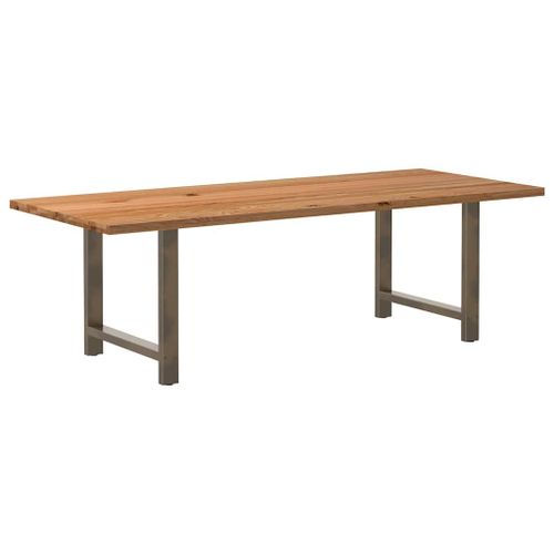 Vidaxl Table À Manger Marron Clair Bois De Chêne Massif Rectangulaire