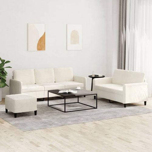 Vidaxl Ensemble De Canapés 3 Pcs Crème Velours